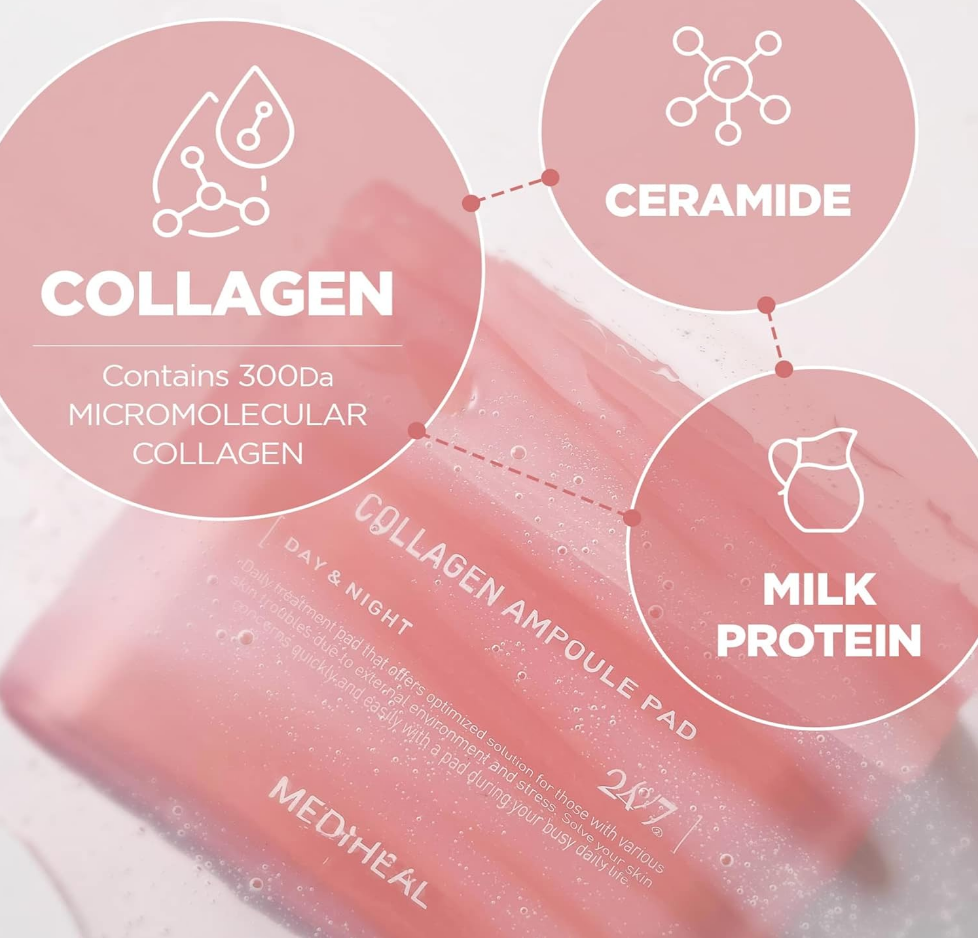 MEDIHEAL Collagen Ampoule Pad - 100pads (x2)